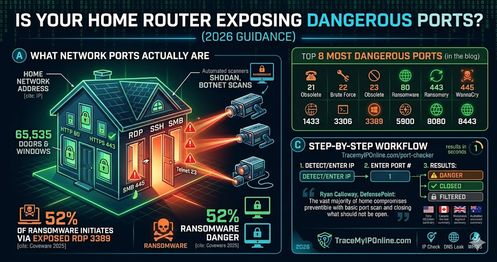 How to Check Open Ports on Router Free 2026 | TraceMyIPOnline