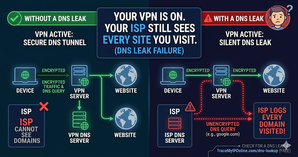 Your VPN Is On — But Your ISP Still Sees Every Site You Visit. DNS Leaks Explained (2026)