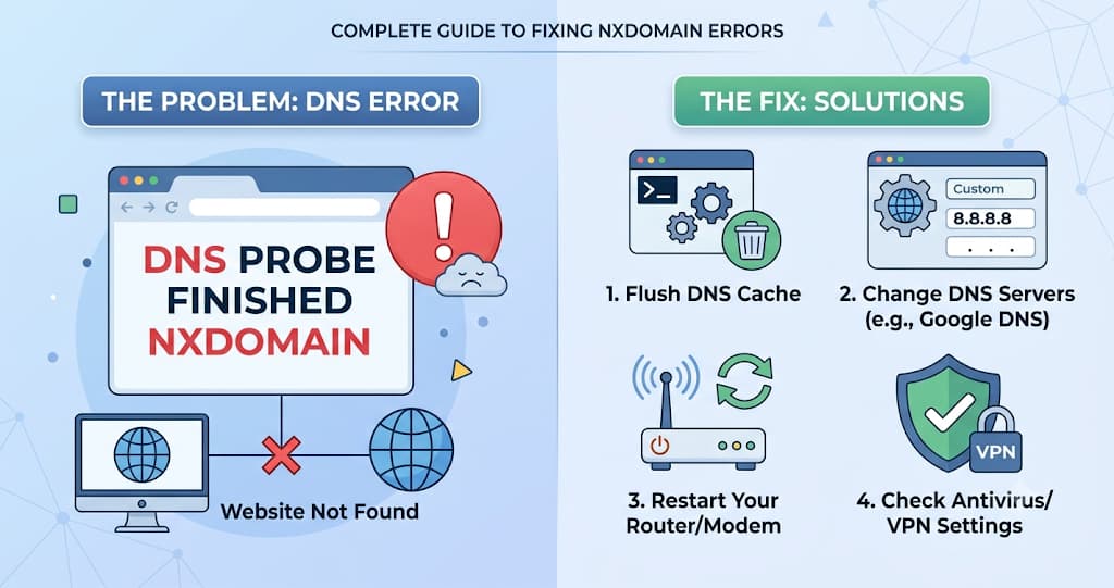 DNS_PROBE_FINISHED_NXDOMAIN: The 30-Second Test That Tells You Who's at Fault (2026)